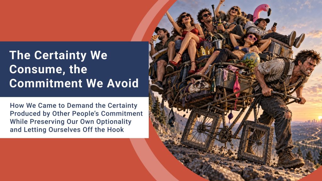 The Certainty We Consume, the Commitment We Avoid